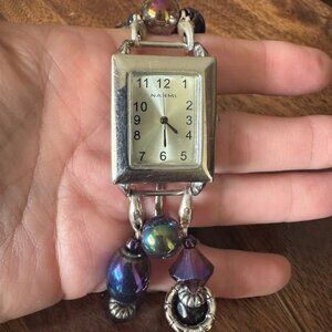 NARMI Iridescent & Silver Beaded Stretch Watch